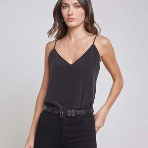 L'Agence  100% Silk Shell V Neck Spaghetti Strap BLK Camisole Women's Size S/P